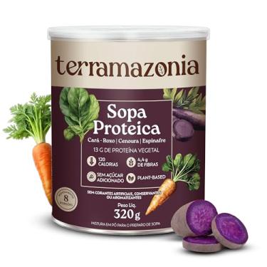 Imagem de TERRAMAZONIA Sopa Proteica em Pó Instantânea - Cará Roxo, Cenoura e Espinafre - Ingredientes Naturais - Fonte de Fibras e Proteínas - Baixa em Calorias - Prática e Saborosa - 320g
