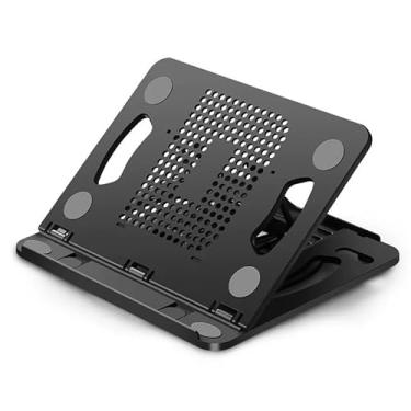 Imagem de Suporte para laptop Suporte para laptop, suporte ergonômico portátil dobrável para resfriamento de notebook para dispositivos de até 14" Elevador para laptop(Preto)