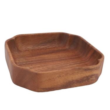 Imagem de Bandejas de Madeira, Bandeja de Madeira Esculpida à Mão para Salada, Sobremesa, Frutas, Charcutaria, Presentes de Casamento, Decoração de Casa para Qualquer Ocasião (Quadrado)