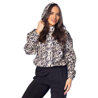 Imagem de Jaqueta Feminina Rovitex Bomber Animal Print Preto-Feminino