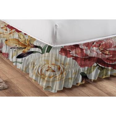 Imagem de Saia Estampada Floral Para Cama Box Casal, Queen E King Size