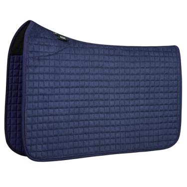 Imagem de Tackmore Almofada de sela quadrada acolchoada para todas as finalidades, respirável, absorvente de choque, confortável para cavalos, azul marinho