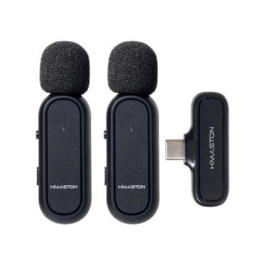 Imagem de Microfone Lapela Sem fio Duplo Wireless Tipo C Para Smartphones 2 em 1