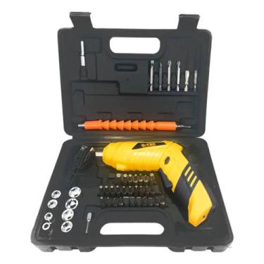 Imagem de Kit Mini Parafusaderia 28 Bits + 8 Soquetes Sem Fio Recarregável USB P
