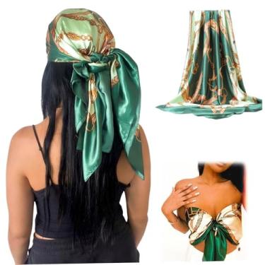 Imagem de Cachecol quadrado de cabeça de cetim, lenços de cabelo de cetim, lenço bandana de seda, xale de cetim à prova de poeira à prova de sol, lenço de seda moderno para mulheres, pescoço, cabeça, xale
