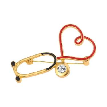 Imagem de Moda série médica metal esmalte broche estetoscópio masculino feminino