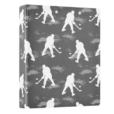 Imagem de Fichário redondo preto de hóquei no gelo, 3 anéis, bola bandy, 3 anéis, para escritório, escola, material de trabalho, pasta de arquivos, capacidade para 200 folhas