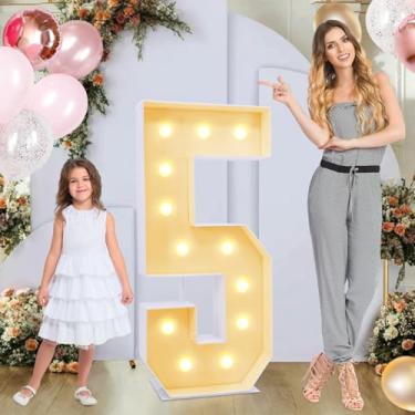 Imagem de GGPL Letreiro Luminoso Número 5 De 1,2 M, Tenda Moderna Para Números M Altura, Material Polipropileno, Suporte Mesa, Perfeito Decoração Festas