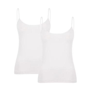 Imagem de Kit 2 Blusas Loba Regata Alcinha Lisa Clássica Sem Costura, G, Branco