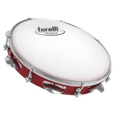 Imagem de Pandeiro torelli 10" injetado pele leitosa vermelho