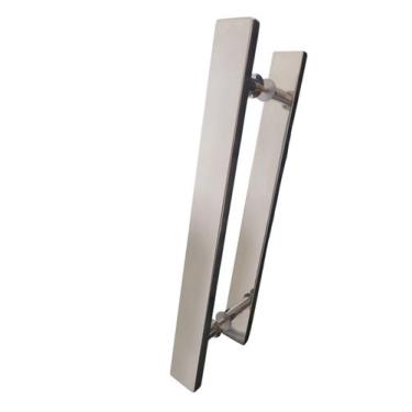 Imagem de Puxador Inox Para Porta Pivotante Madeira Vidro 80 Cm Cor Polido Alto 