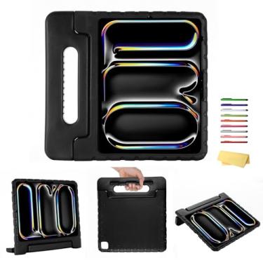 Imagem de UUcovers Capa infantil para iPad Air 33.0 cm M2 (2024) e iPad Pro 33.0 cm M4 (2024) com alça giratória de 180°/suporte dobrável/suporte para lápis/suporte à prova de choque fofa macia EVA resistente