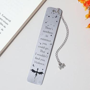 Imagem de Empyrean Series Marcador de página gótico de quarta asa - design de dragão de lua estrela com citação inspiradora, acessório de livro de fantasia escura para mulheres e homens, presente de estilo