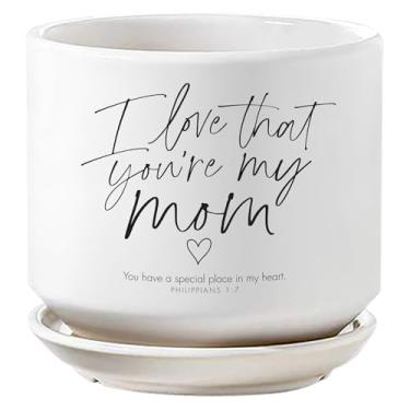Imagem de Lighthouse Christian Products Vaso de flores inspirador de ervas suculentas 12 cm de cerâmica I Love You Mom