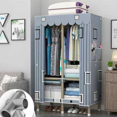 Imagem de Guarda-roupa De Roupas,armário Portátil,guarda-roupas De Tecido Para Quarto,85x45x170 Cm,trilhos Suspensos,prateleiras E 2 Bolsos Laterais,grande Capacidade Para Quarto,sala, D, 130x45x170cm