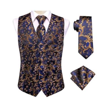 Imagem de Colete Masculino Slim Fit Roxo Paisley - Com Gravata e Abotoaduras, BR