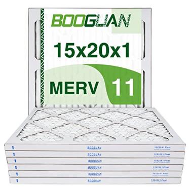 Imagem de BOOGUAN Filtro de ar 15 x 20 x 1 MERV 11 plissado HVAC AC para substituição de filtros de ar | Pacote com 6