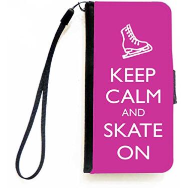 Imagem de Rikki Knight Keep Calm and Skate On Rose Pink Color Flip Wallet Case com aba magnética para Apple iPhone 5c