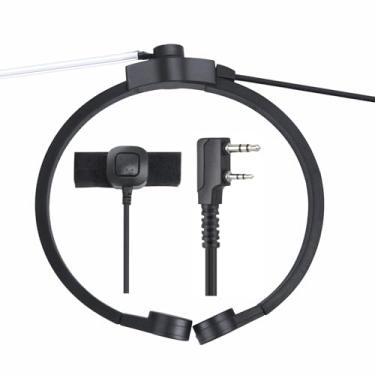 Imagem de stdgove Fone de ouvido acústico de condução óssea de pescoço tático para microfone Throat para Walkie Talkies Baofeng Kenwood