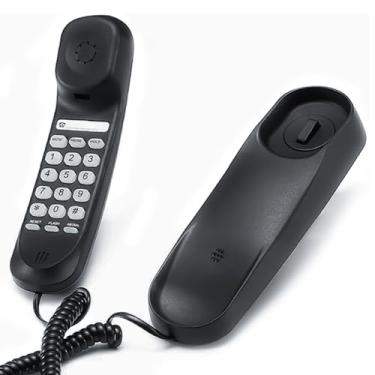 Imagem de Telefone fixo - Telefone com fio durável para o escritório. O mini telefone usa chips de som HD, tornando o som mais claro. É adequado para uso no escritório e em casa e muito mais. (Preto)
