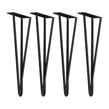 Imagem de Kit 4 Pés para Mesa Aparador Poltrona Puff Rack Reforçado Hairpin Leg 