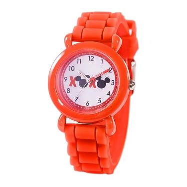 Imagem de Disney Relógio infantil de silicone de quartzo analógico para professores de Dia dos Namorados, Vermelho