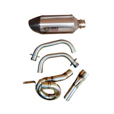 Imagem de Sistema de Escapamento Completo para Yamaha FZ-07/MT-07 Performance DES Racing Modelo Caracol (Ponteira Hexagonal Média (corpo de 20 cm e com db-killer removível), Coletor natural)