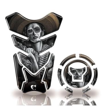 Imagem de Protetor Tanque E Bocal Honda + 2018 Caveira Mexicana Preto