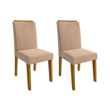 Imagem de Cadeira Sala De Jantar Clarice Kit 2 Un Nature/suede Nude - Cimol