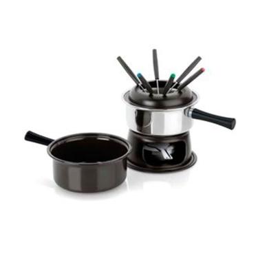 Imagem de Aparelho De Fondue Forma Lugano Duo 13 Peças Preto Com Cromado