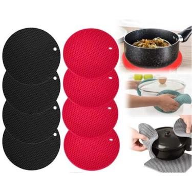 Imagem de Kit 4 descanso de panela silicone protetor antiaderente - QPORRETA, Pr