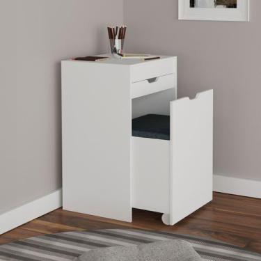 Imagem de Penteadeira Milena 1 Gaveta com Banqueta Branco/Preto - Pnr Móveis, Br