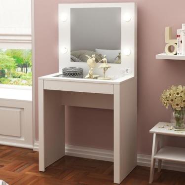 Imagem de Penteadeira Kamila 1 Gaveta com Espelho Branco - Pnr Móveis, Branco, M