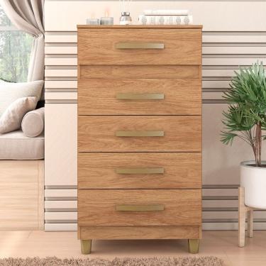 Imagem de Cômoda Malta 5 Gavetas Marrom - Fellicci