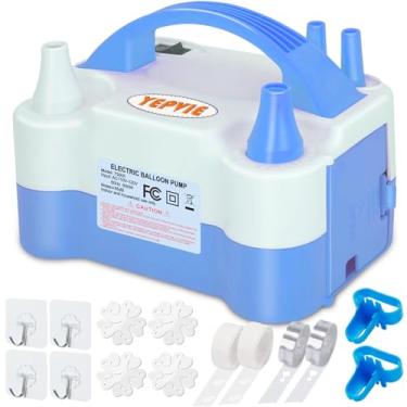 Imagem de Bomba de balão elétrica, máquina de soprar balões portátil de 2 modos com 14 kits de arco de balão, bomba de ar para balão, inflador de balão para decoração de festa (azul)