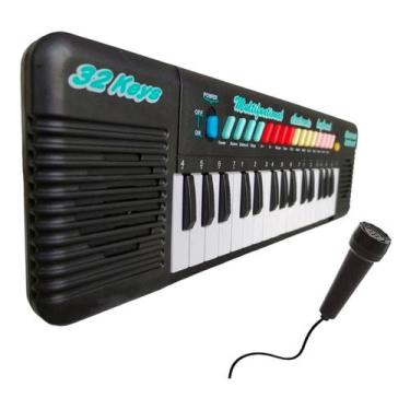 Imagem de Teclado Musical Infantil Piano Eletrônico Com Microfone Pilhas