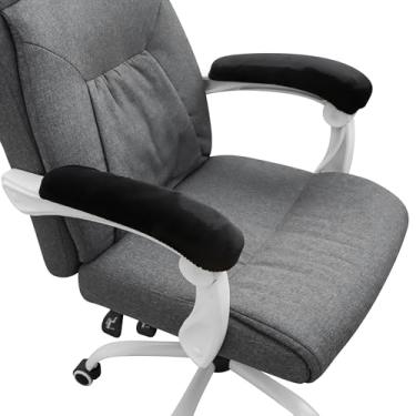 Imagem de FORCHEER Capas de apoio de braço para cadeira de escritório com elástico de veludo, 2 peças, capas pretas para descanso de braço para cadeira de jogos, computador, cadeira de mesa, lavável