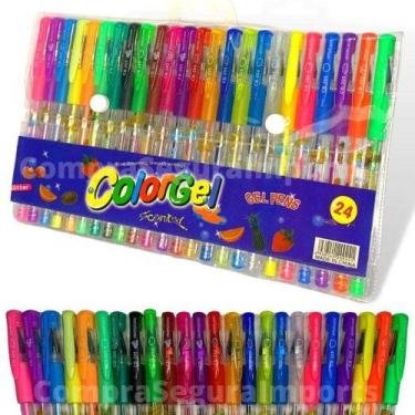 Imagem de Caneta gel com gliter e cheirinho - 24 cores com estojo - Colorgel