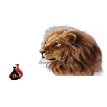 Imagem de Papel De Parede 3D Animais Leão Rosto Rei Olhar 3,5M Anm441 - Você Dec