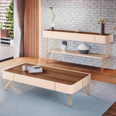 Imagem de Aparador De Sala Vivant E Mesa Cadenza Off-castanho - Hb Móveis