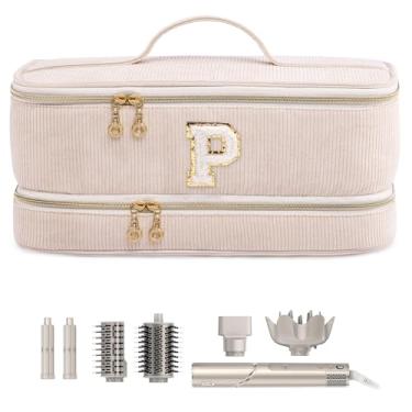 Imagem de ELCUPA Ferramentas de cabelo personalizadas iniciais bolsa de viagem capa de secador de cabelo de camada dupla compatível com Shark FlexStyle/SmoothStyle, Dysson Airwrap & Superpersonic – Organizador