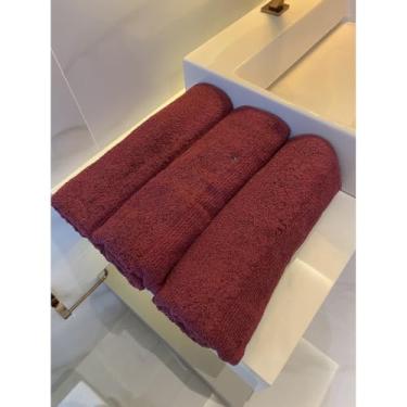 Imagem de Conjunto de 3 toalhas de banho roupão grande algodão super absorvente grosso estofado(RUBI)