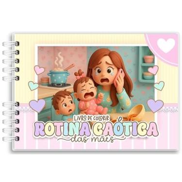 Imagem de Livro De Colorir Rotina caótica agitada Capa Holográfica 50 Desenhos Folha Grossa Capa Dura Wire-o A5