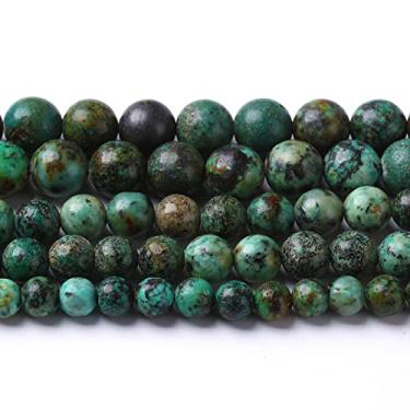 Imagem de 10 mm 38 pçs contas de pedra turquesa africana natural para fabricação de joias soltas redondas colar brincos