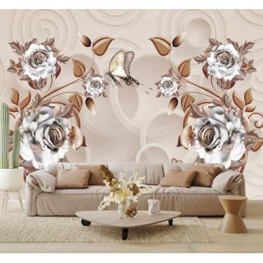 Imagem de Papel de parede 3D de fundo floral abstrato, murais decorativos de parede de arte grande, murais de parede de fundo de TV