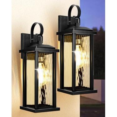 Imagem de DBF Lanternas De Parede Para Áreas Externas, 17,5" (44 Cm), Luminárias Varanda, Externas Com Vidro D'Água, Base E26 À Prova D'Água E Antiferrugem, Arandelas Pretas Porta Entrada Casa, Garagem Pátio,