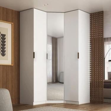Imagem de Guarda Roupa de Canto Obliquo Espelho 3 Portas MDF Altezza Clean Belma