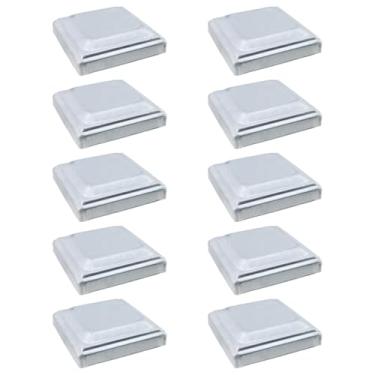 Imagem de Tsnamay 10 peças cinzas 10 peças de tampas de poste de deck galvanizado de ferro para caixas de correio de varanda de deck capas de metal