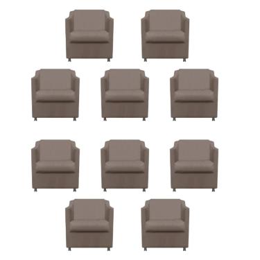 Imagem de Kit 10 Poltronas Bia Decorativa Reforçada Recepção Clinica Salão Sala De Estar Suede