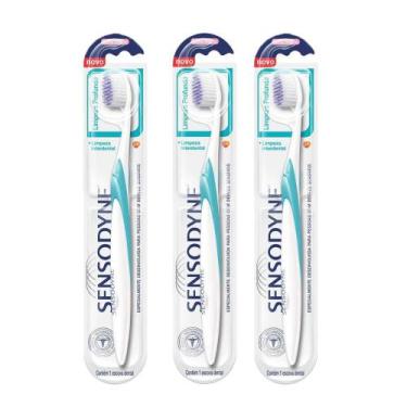Imagem de Kit 3 Escova Dental Sensodyne Limpeza Profunda Extra Macia Dentes Sens